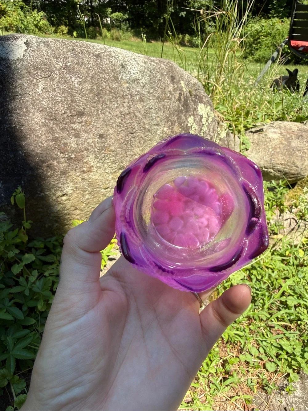 Pink Lotus-Shaped resin candle holder